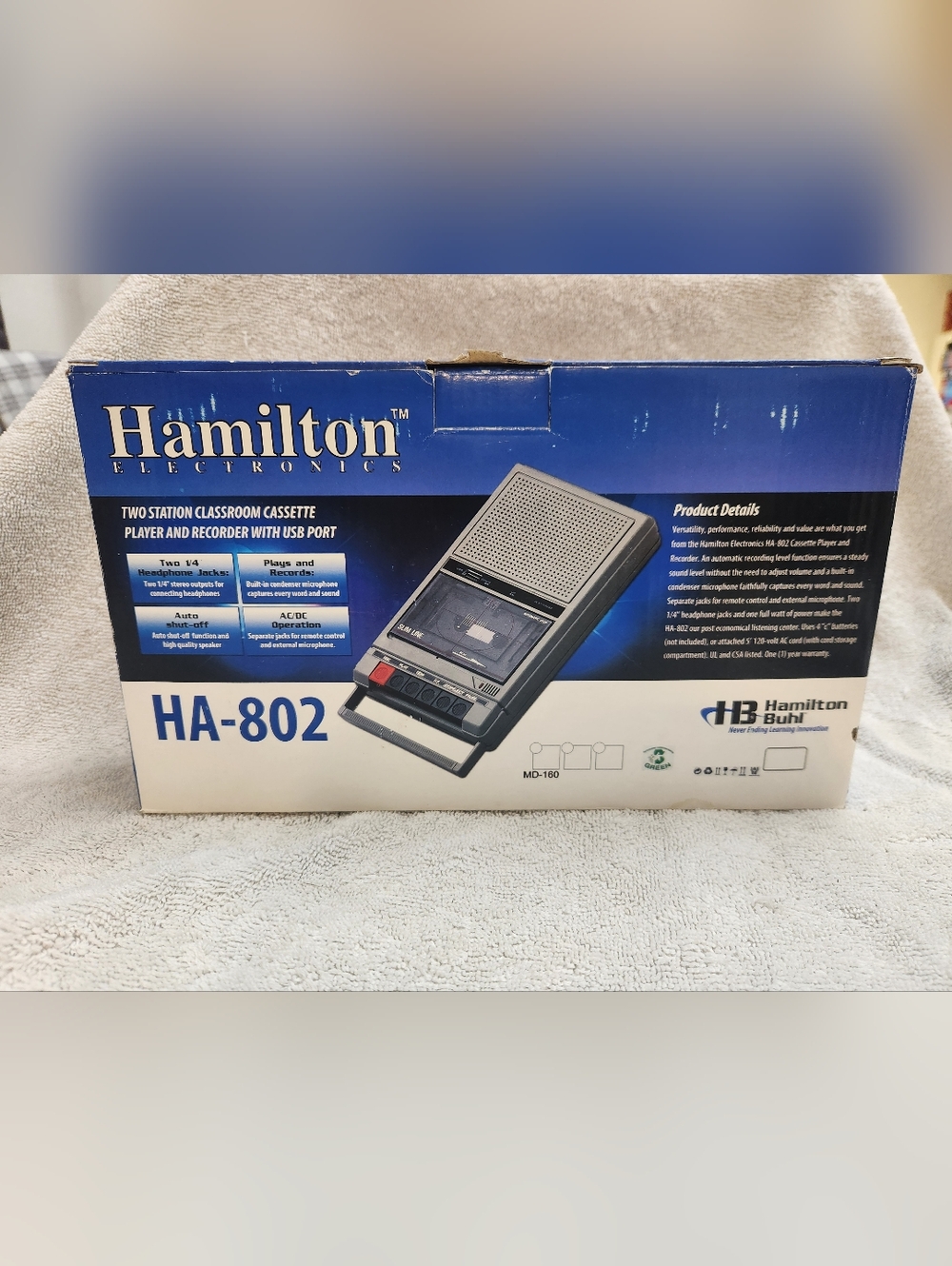 Hamilton Buhl Classroom Cassette Recorder 2 Station Tape Player USB Port HA-802